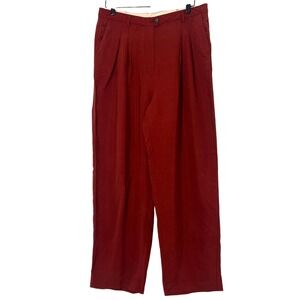 American Vintage Nalastate Pants Womens L Rust Red Pleated Wide Leg Trousers